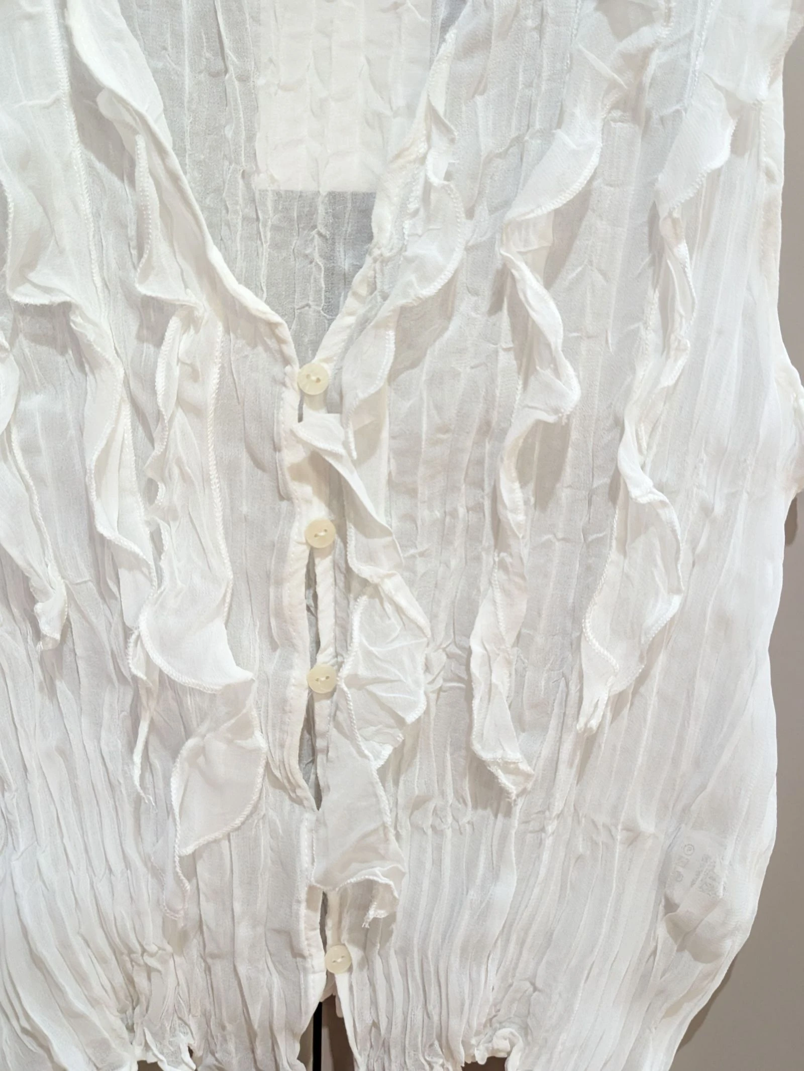 Top Bohemio Blanco con Volantes y Tejido Arrugado talla M de Zara – photo 6